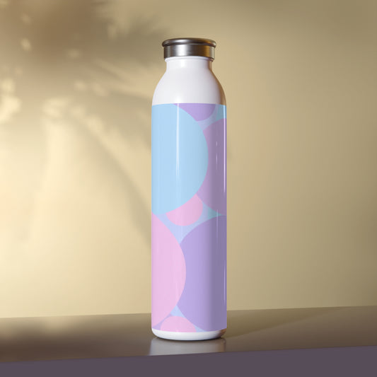 Pastel Purple and Mauve Patches Slim Water Bottle, 20 oz White