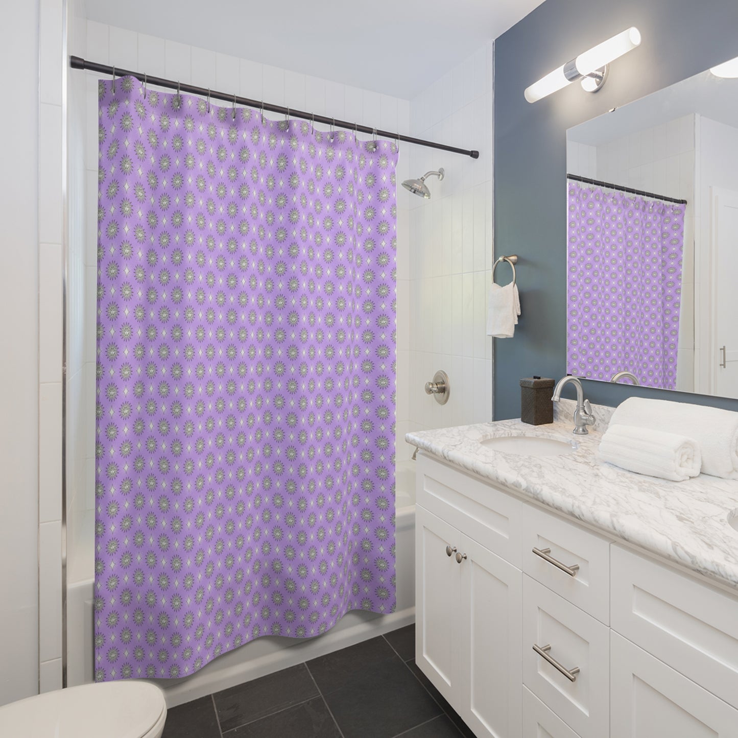 Lavender Star-crossed Bodies Shower Curtain, 71" x 74"