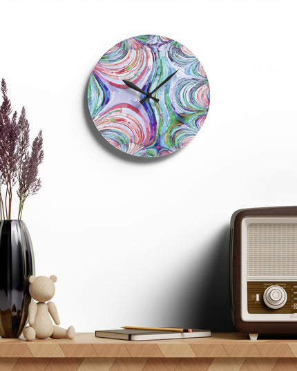 Uzi Spiral Pastels Acrylic Wall Clock, Round or Square, 10.75" x 10.75"