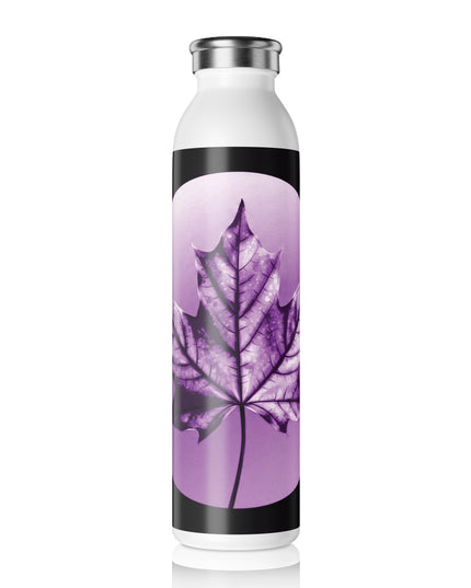 Purple Maple Leaf Slim Water Bottle, 20 oz White