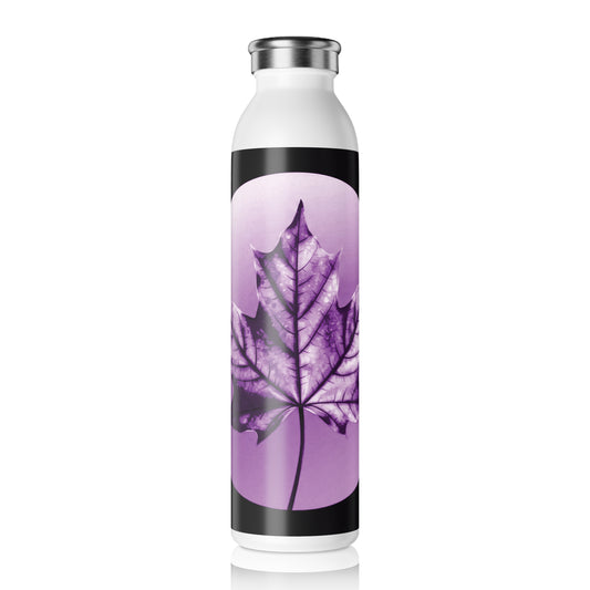 Purple Maple Leaf Slim Water Bottle, 20 oz White