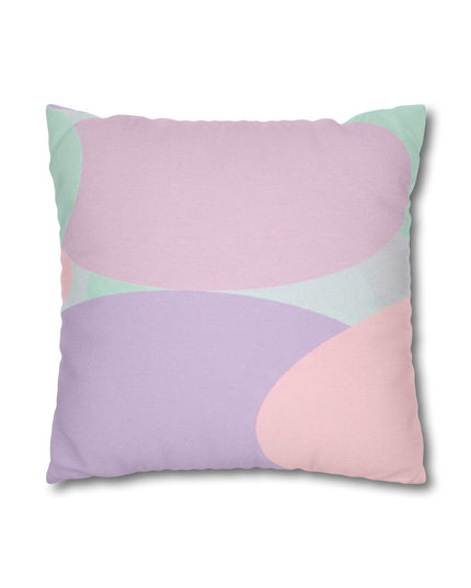 Pastel Peach and Soft Green Patches Spun Polyester Square Pillowcase, 14" x 14"