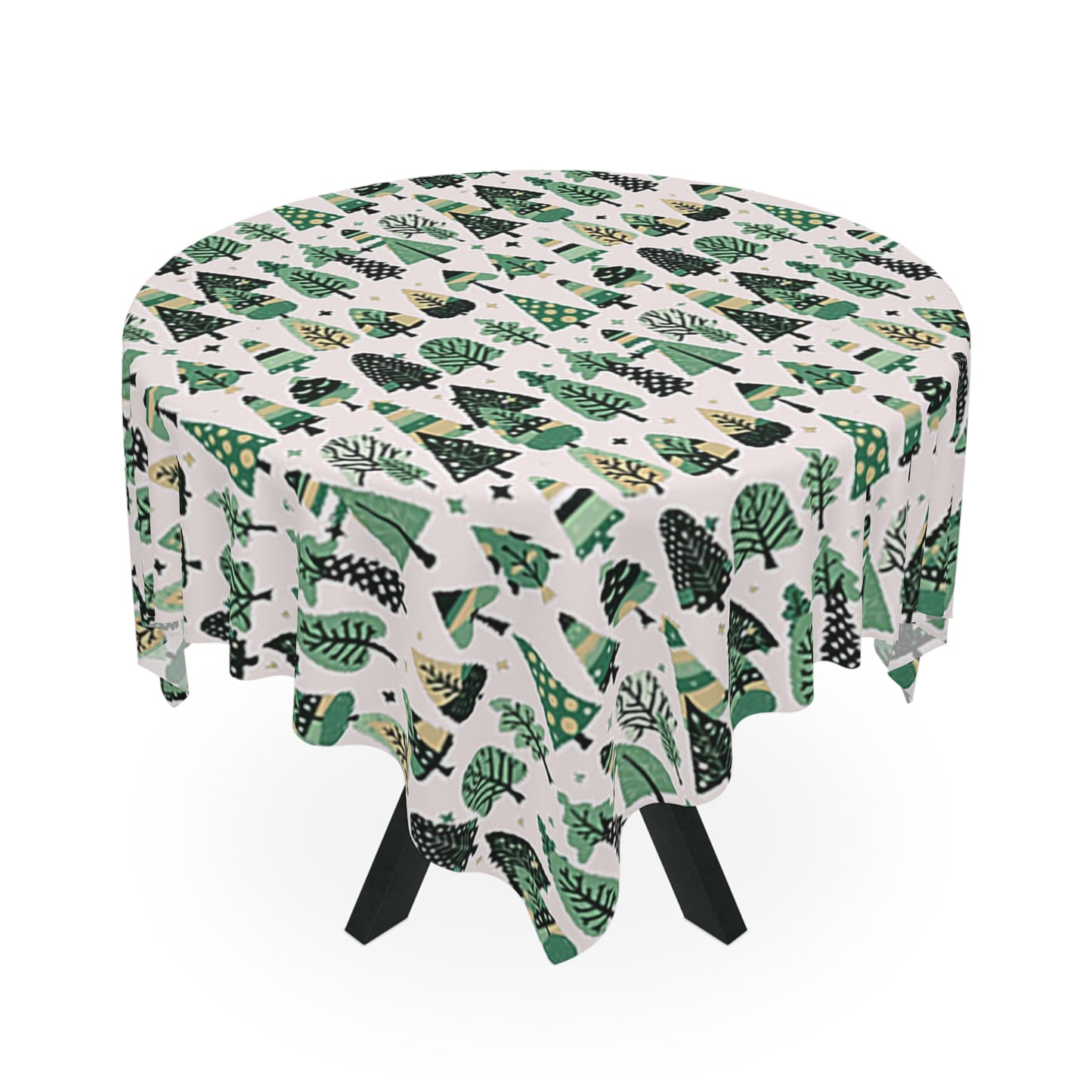 Mini Vintage Green Trees Tablecloth, 55" x 55"