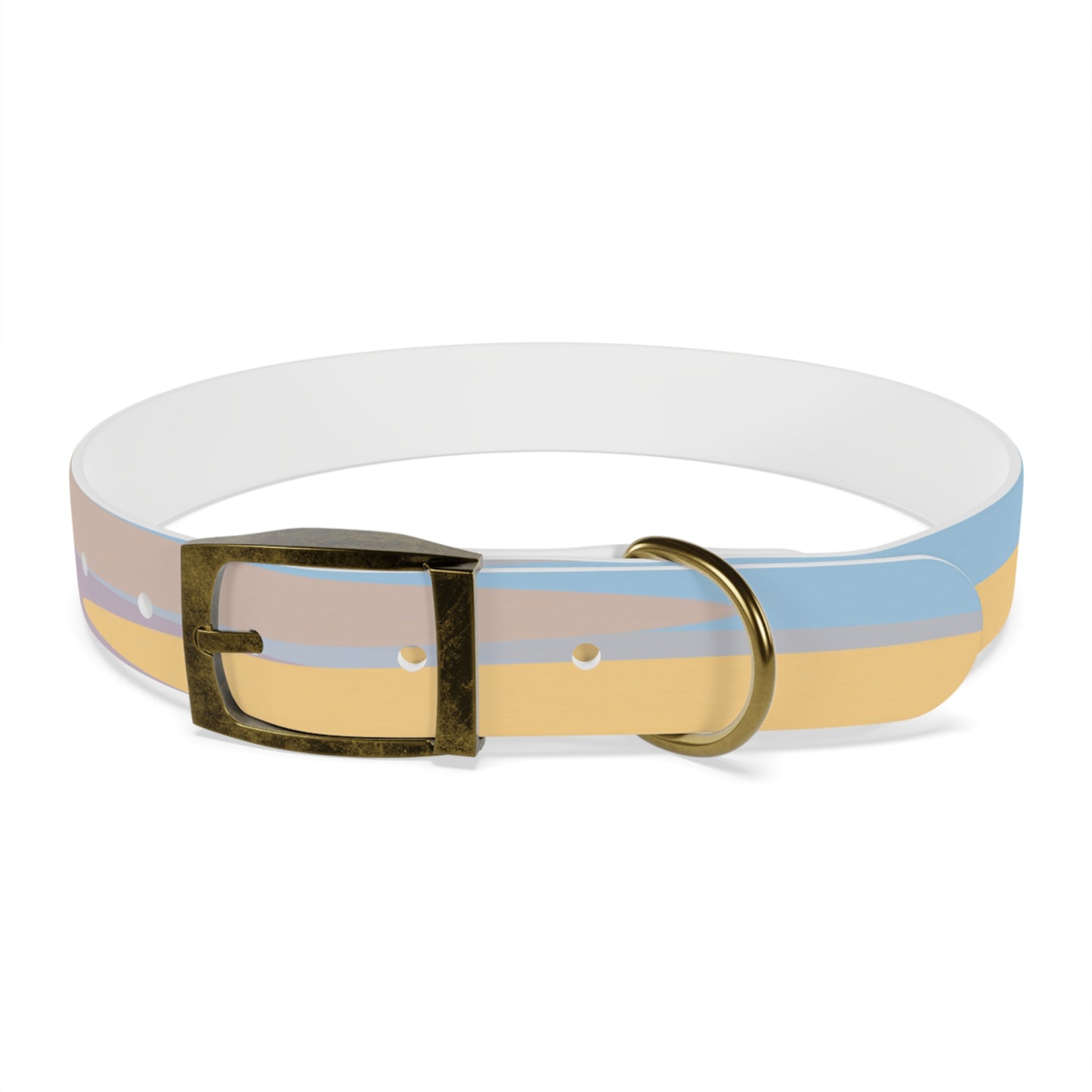 Pastel Baby Blue and Peach Patches Large Dog Collar