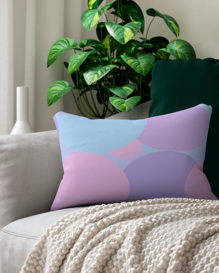 Pastel Purple and Mauve Patches Spun Polyester Lumbar Pillow, 20" x 14"