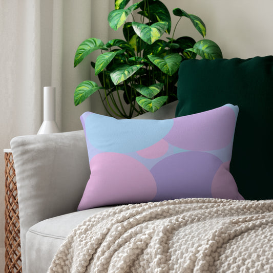 Pastel Purple and Mauve Patches Spun Polyester Lumbar Pillow, 20" x 14"