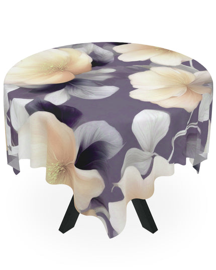 White Blush Floral Bunch Tablecloth, 55" x 55"