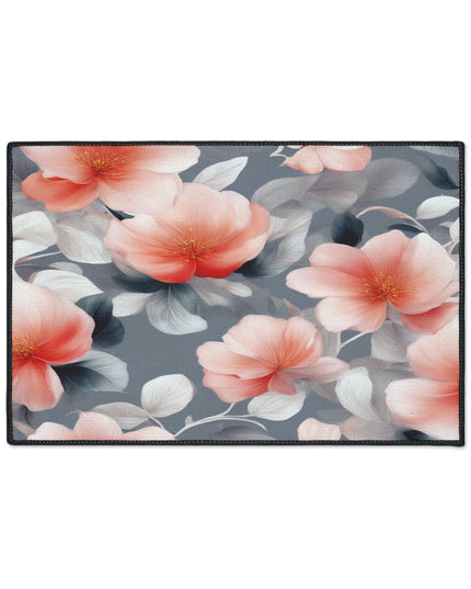 Red Blossom Floral Bunch Heavy Duty Floor Mat, 18" x 27"