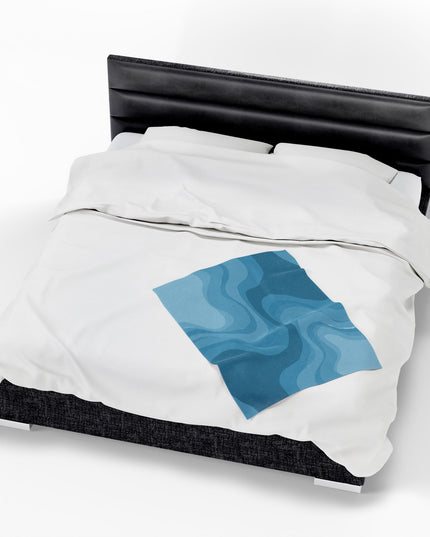 Sky Blue Wavey Velveteen Plush Blanket, 30" x 40"