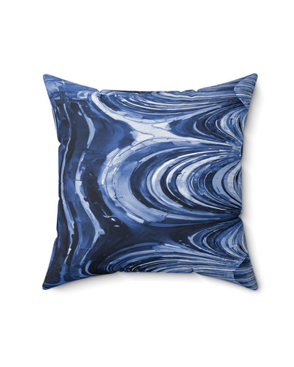 Uzi Spiral Deep Blue Faux Suede Square Pillow,  16" x 16"