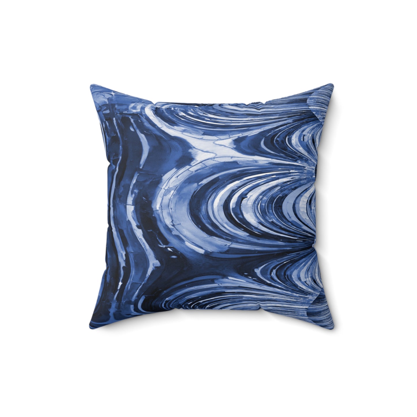 Uzi Spiral Deep Blue Faux Suede Square Pillow,  16" x 16"