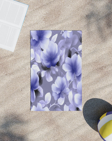 Indigo Blossom Floral Bunch Beach Towel, 18" x 27"