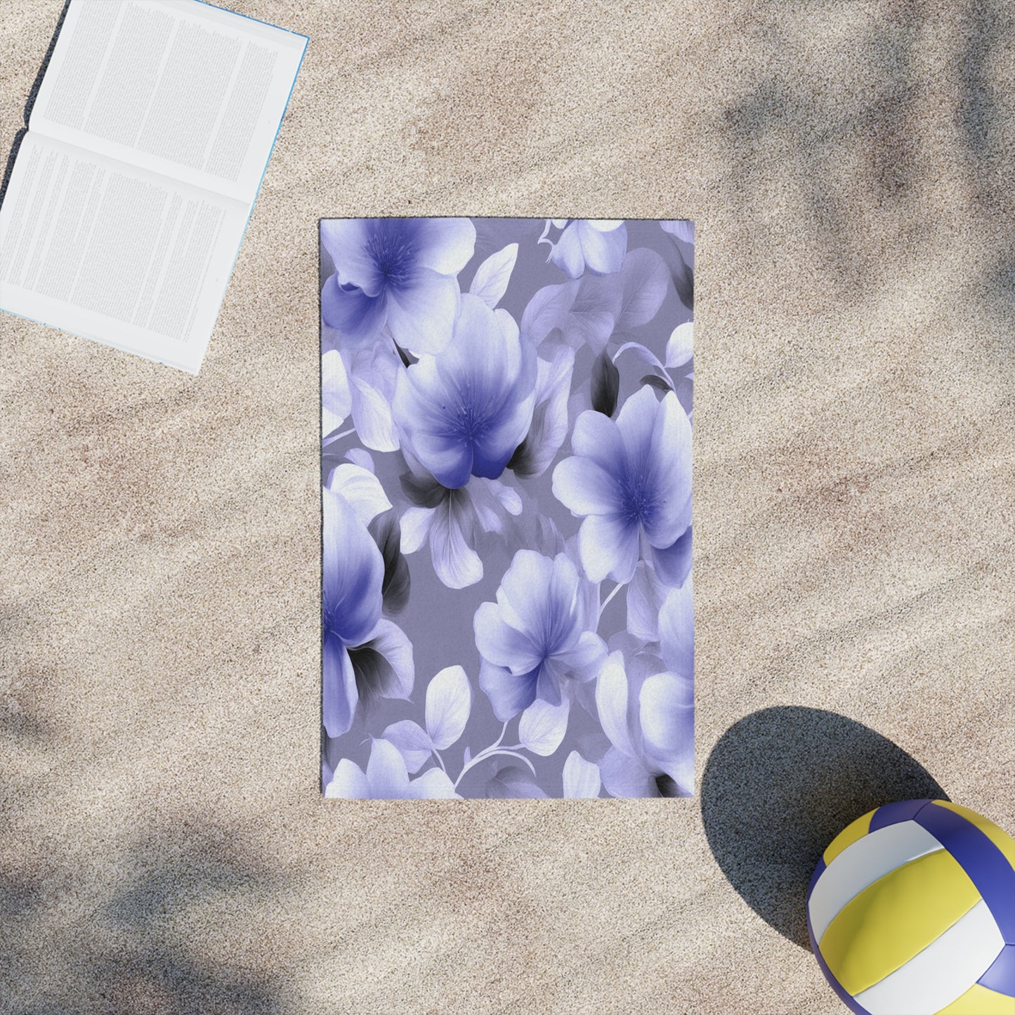 Indigo Blossom Floral Bunch Beach Towel, 18" x 27"