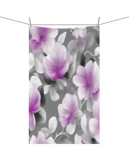 Purple Blossom Floral Bunch Tea Towels (cotton, poly), 18" x "30