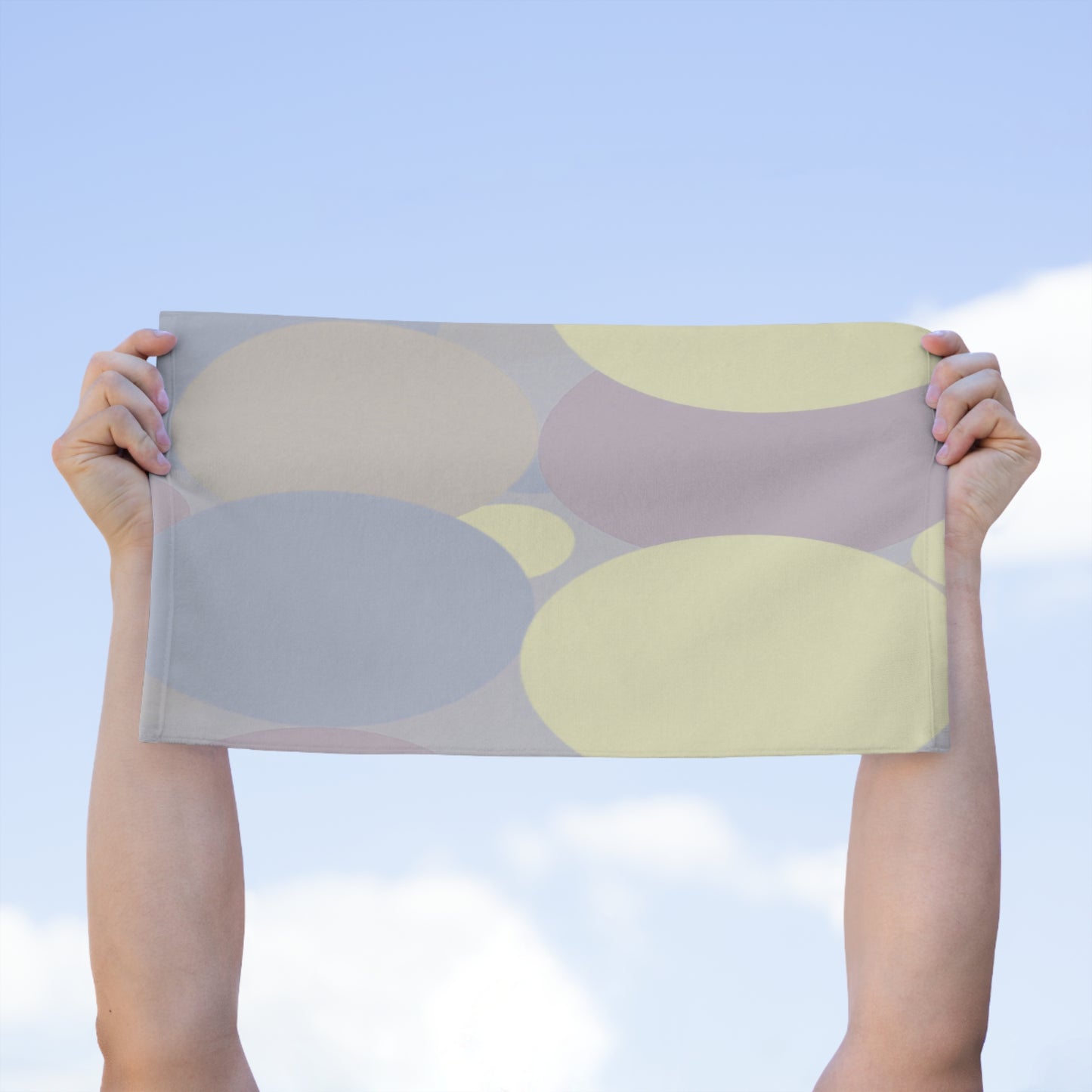Pastel Soft Blue and Soft White Patches Rally Towel, 11" x 18"
