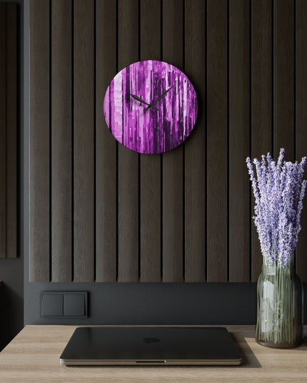 Striped Powder Lavender Acrylic Wall Clock, Round or Square, 10.75" x 10.75"