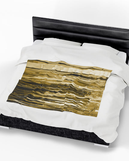 Striped Light Brown Velveteen Plush Blanket, 50" x 60"