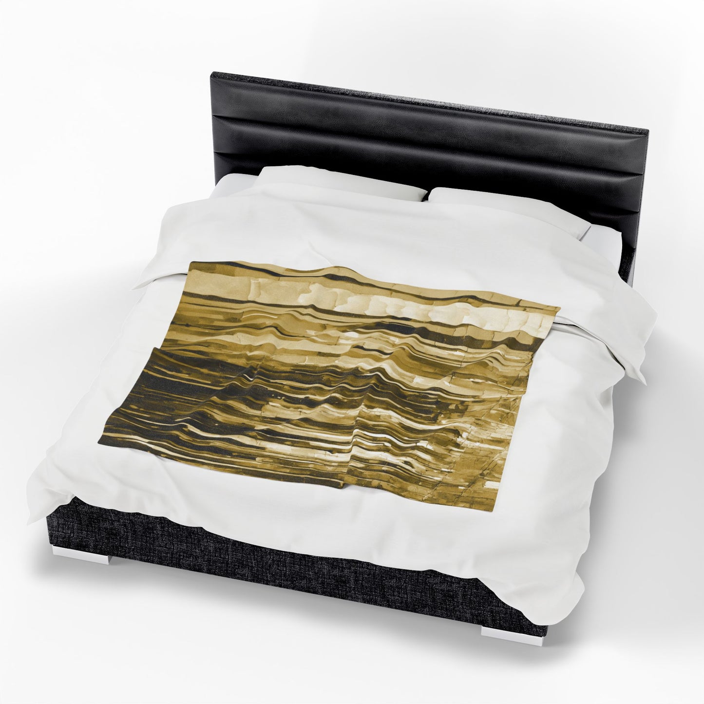 Striped Light Brown Velveteen Plush Blanket, 50" x 60"