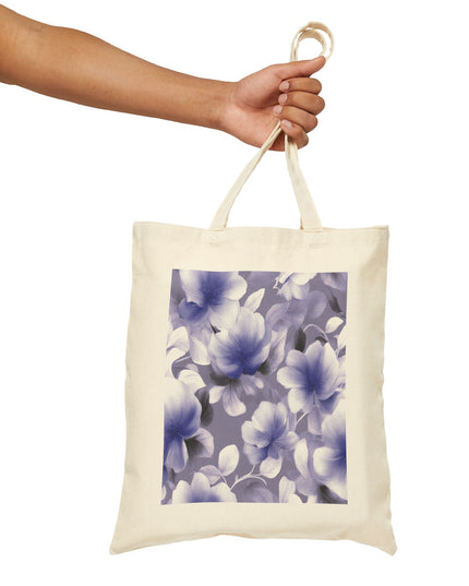 Indigo Blossom Floral Bunch Cotton Canvas Tote Bag