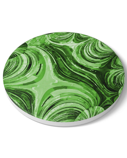 Uzi Spiral Mint Pastel 4" x 4" Round Ceramic Coaster