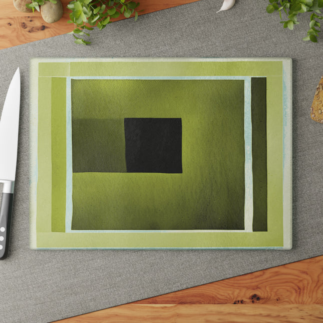 Lemongrass Shadow Glass Cutting Board, 11" x 15"