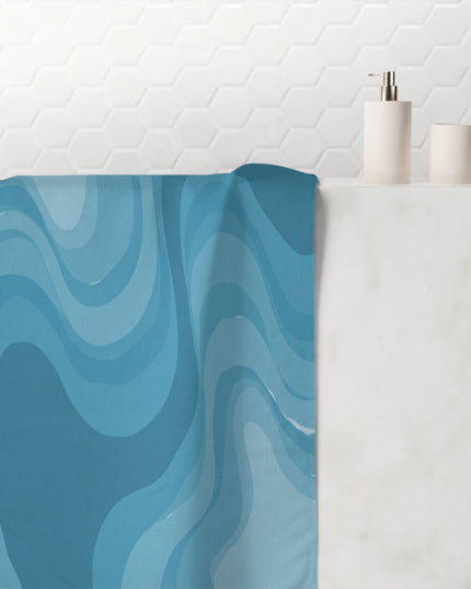 Sky Blue Wavey 30" x 60" Mink-Cotton Towel (50% polyester, 50% cotton)