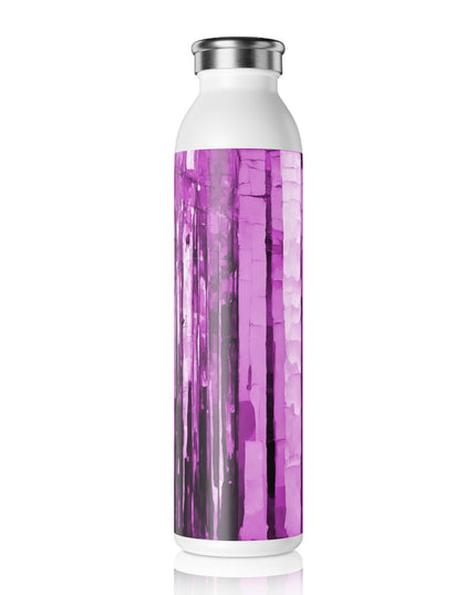 Striped Powder Lavender Slim Water Bottle, 20 oz White