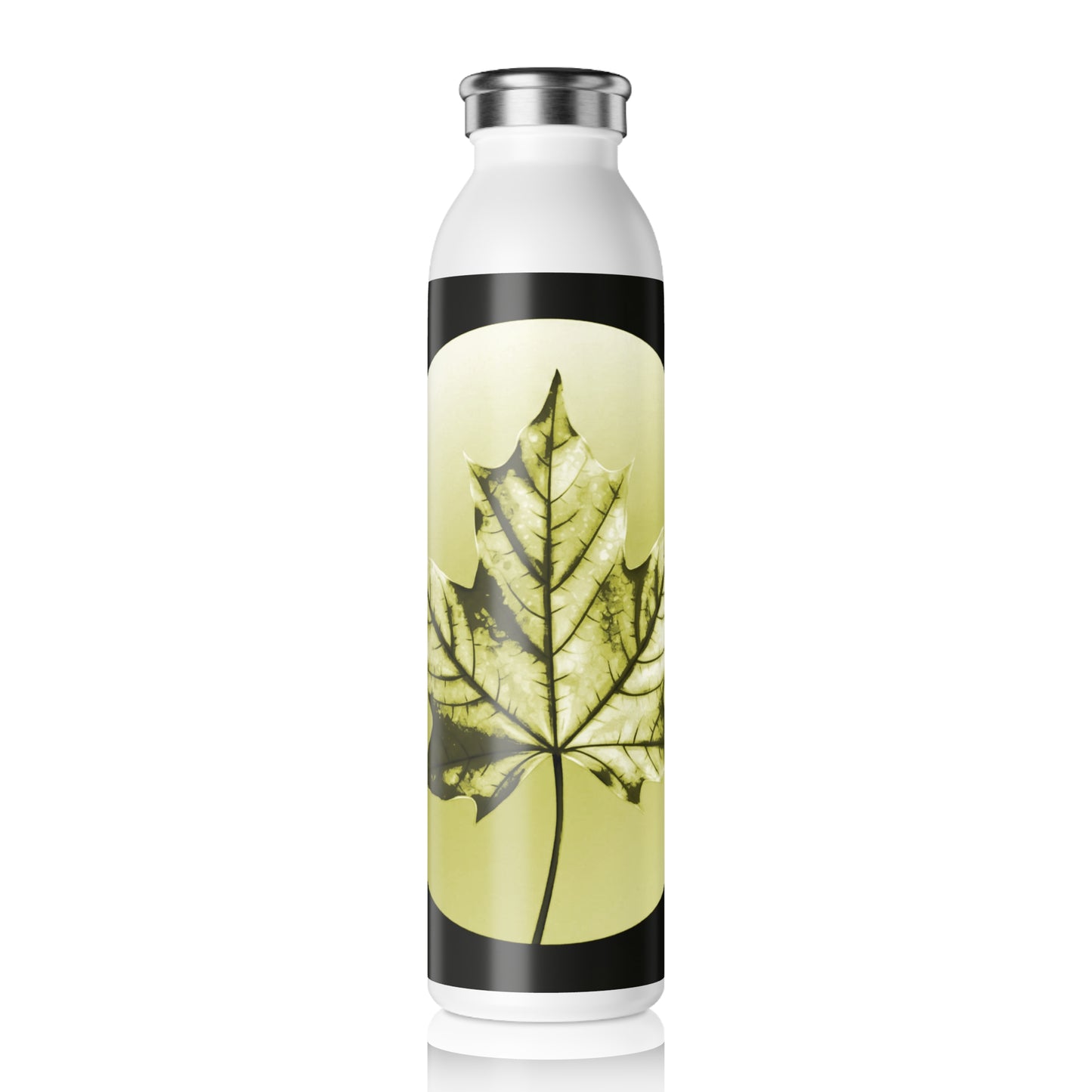 Lemongrass Maple Leaf Slim Water Bottle, 20 oz White