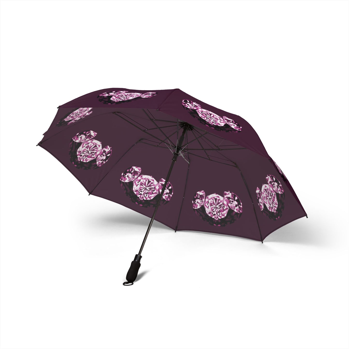 Stylish Maroon Tri-Diamonds Foldable Umbrella - Compact & Chic