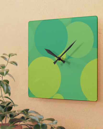 Pastel Green Patches Acrylic Wall Clock, Round or Square, 10.75" x 10.75"