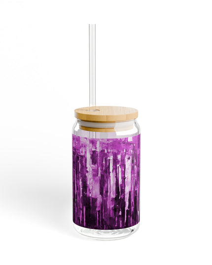 Striped Powder Lavender Sipper Glass, 16oz