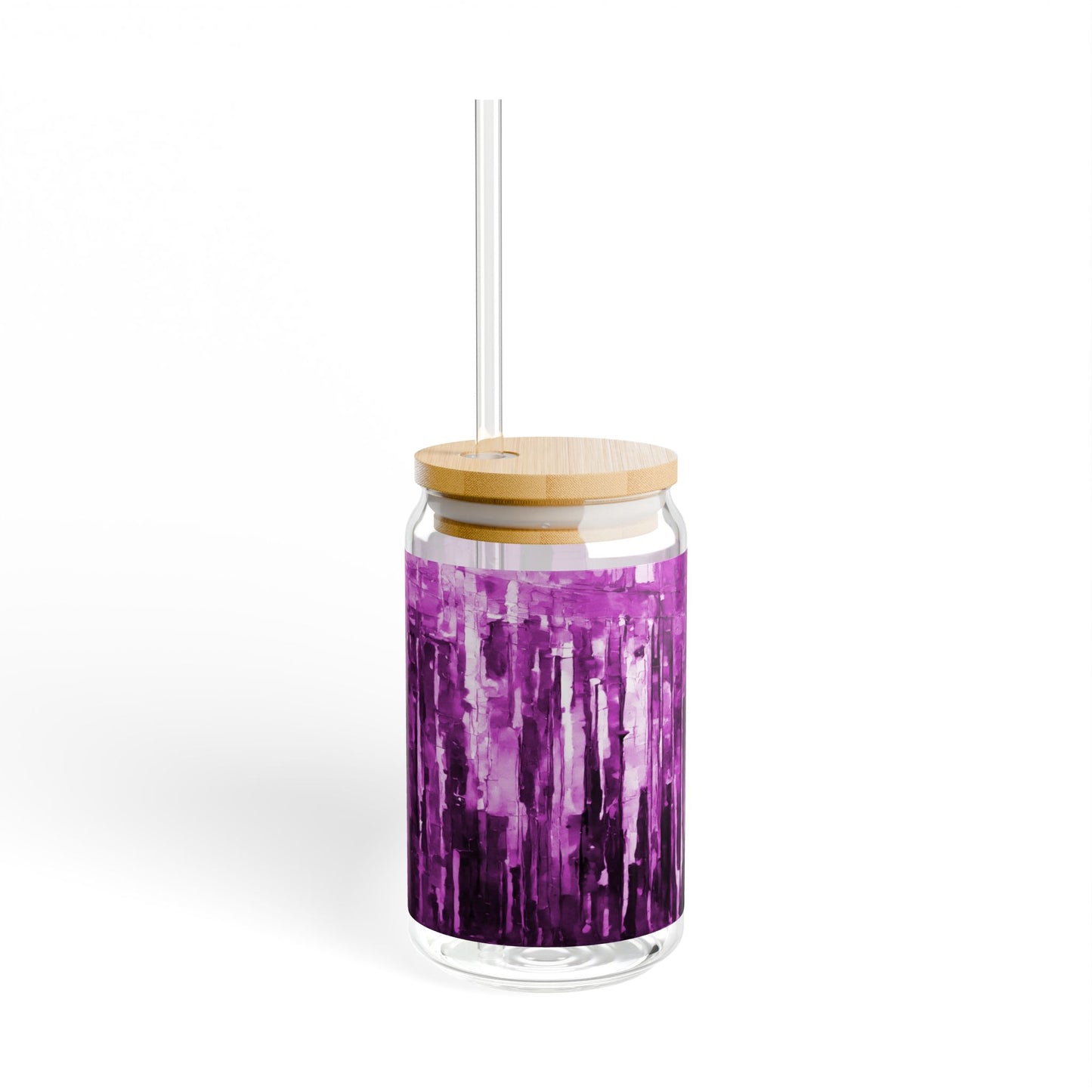 Striped Powder Lavender Sipper Glass, 16oz