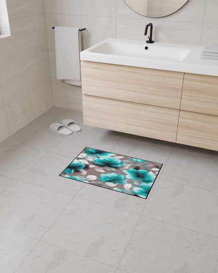 Tif Green Gray Floral Bunch Heavy Duty Floor Mat, 18" x 27"