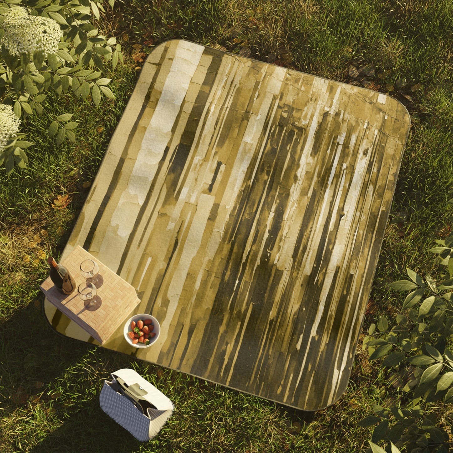 Striped Light Brown 61" × 51" Picnic Blanket