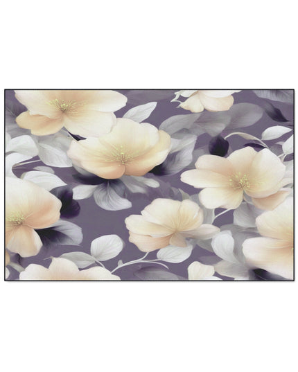 White Blush Floral Bunch Heavy Duty Floor Mat, 48" x 72"