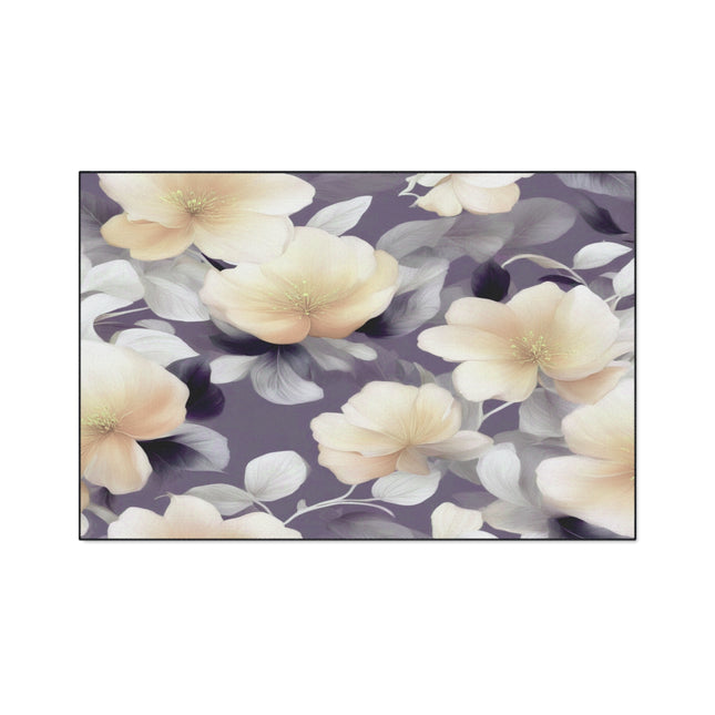 White Blush Floral Bunch Heavy Duty Floor Mat, 48" x 72"