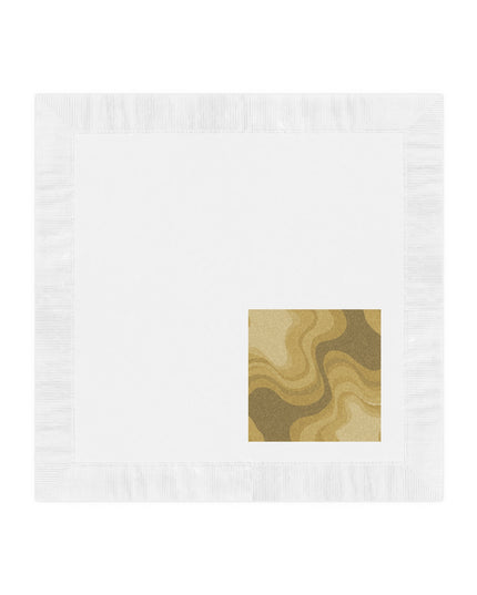 Brown Wavey White Coined Napkins, 4.8" x 4.8"