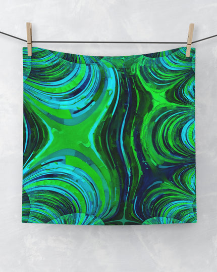Uzi Spiral Blue Green Face Towel, 13" x 13"