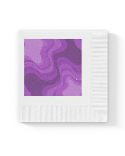 Wavey Purple Wavey White Coined Napkins, 4.8" x 4.8"