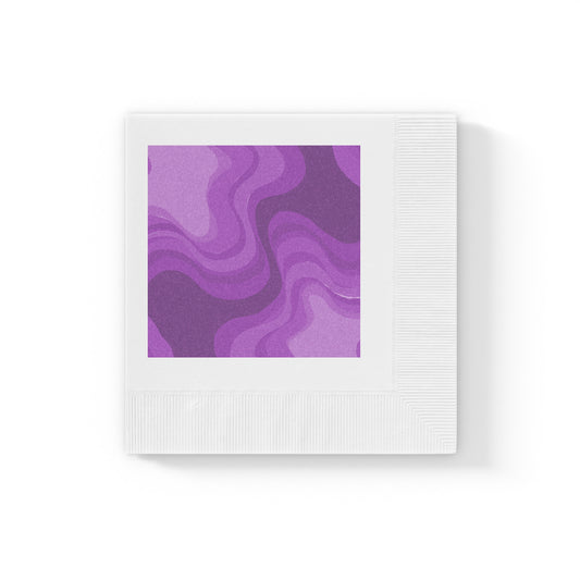 Wavey Purple Wavey White Coined Napkins, 4.8" x 4.8"