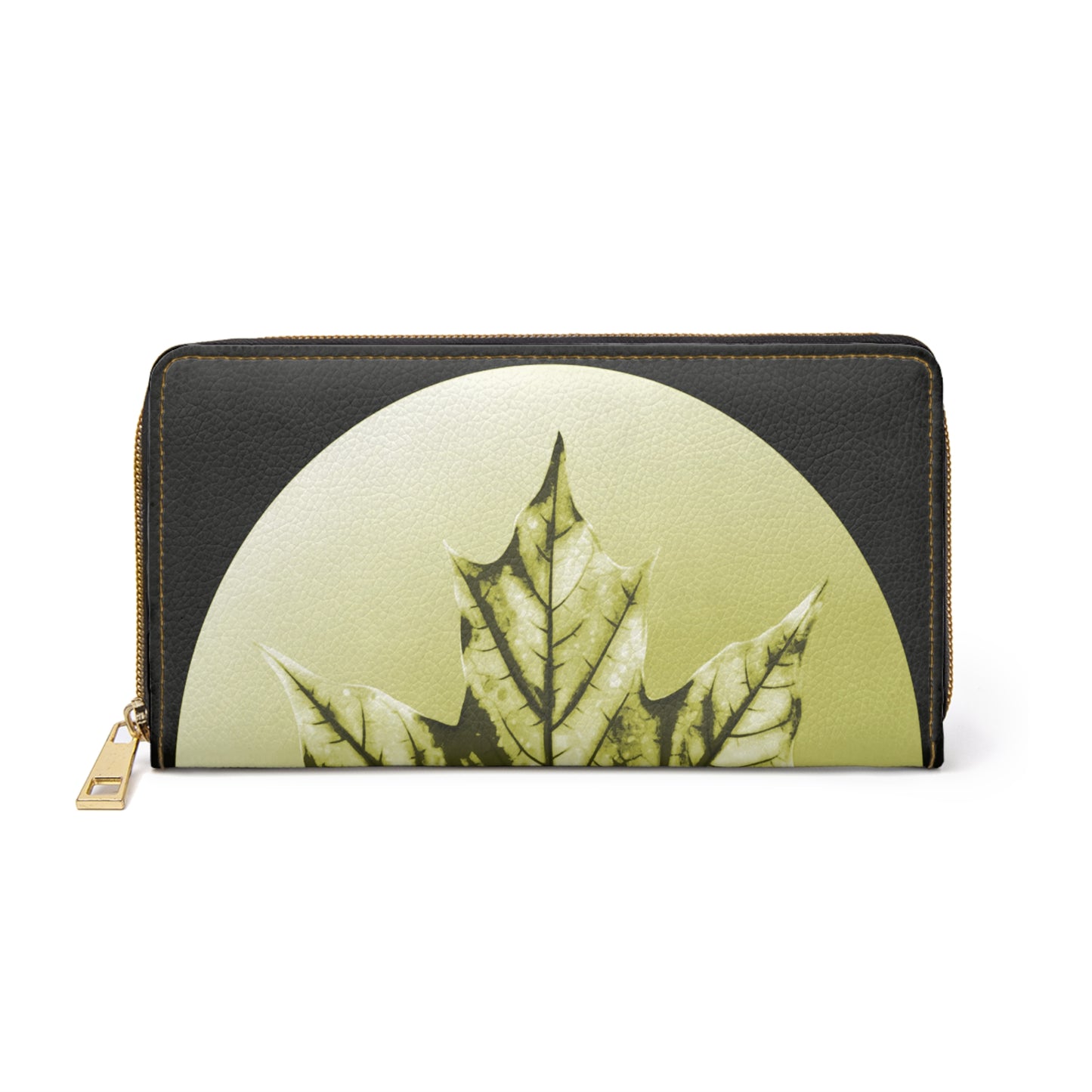 Lemongrass Maple Leaf Elegant Abstract Zipper Wallet - Stylish & Functional Accessory for Everyday Use