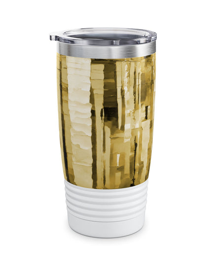 Striped Light Brown Ringneck Tumbler, 20oz in white
