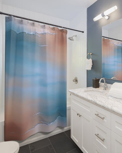 Blue Sea Peach Fog Shower Curtains, 71" x 74"