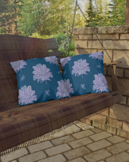 Lavender Floral Butterflies 18" x 18" Outdoor Pillow