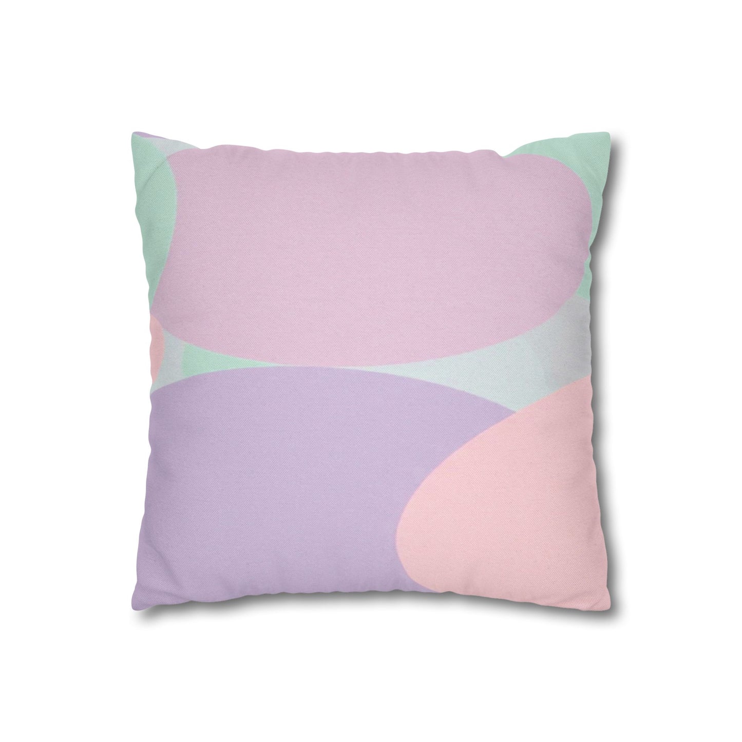 Pastel Peach and Soft Green Patches Spun Polyester Square Pillowcase, 14" x 14"