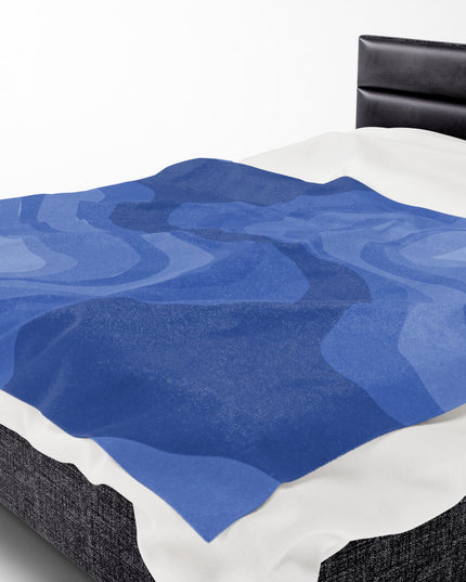 Deep Blue Wavey Velveteen Plush Blanket, 60" x 80"