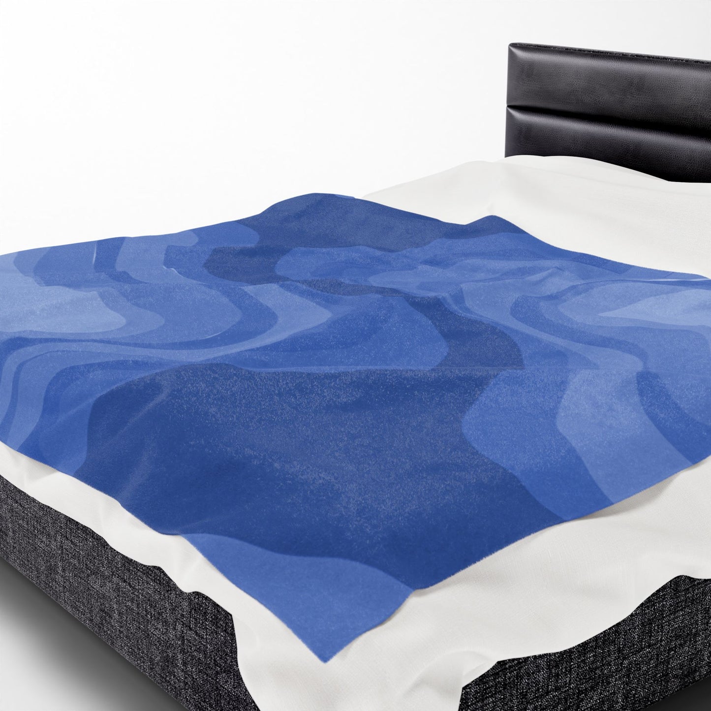 Deep Blue Wavey Velveteen Plush Blanket, 60" x 80"