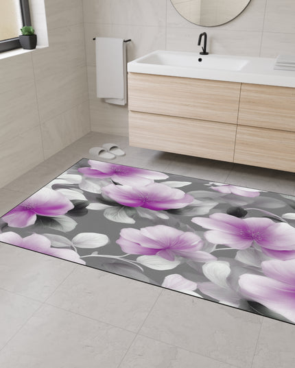 Purple Blossom Floral Bunch Heavy Duty Floor Mat, 48" x 72"