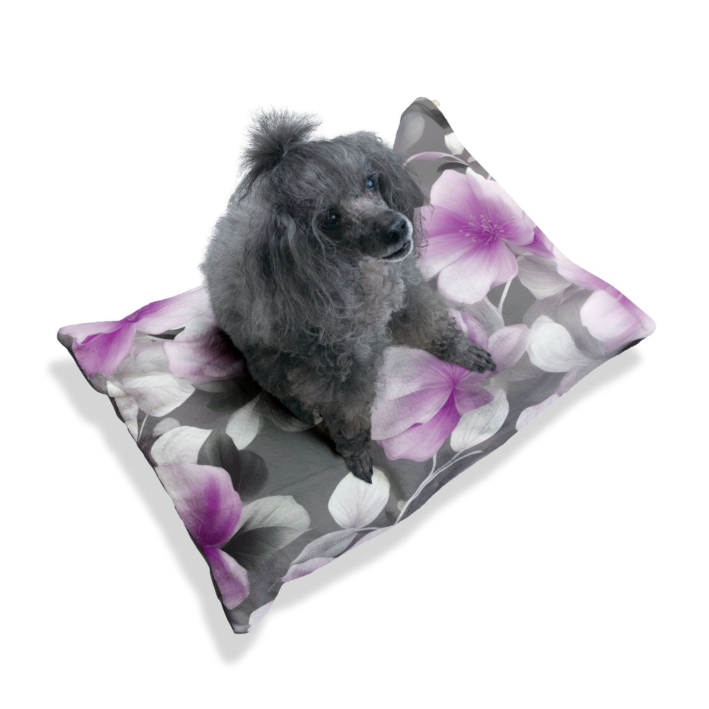 Purple Blossom Floral Bunch Pet Bed, 28" × 18"