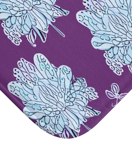 Blue Floral Butterflies 34" x 21" Bath Mat